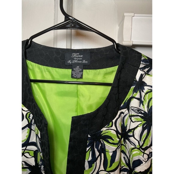 Trenz by‎ Lauren G Blazer Floral Print Open Front Ruched Sleeve Jacket 2X - Picture 3 of 13
